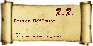 Retter Rémusz névjegykártya